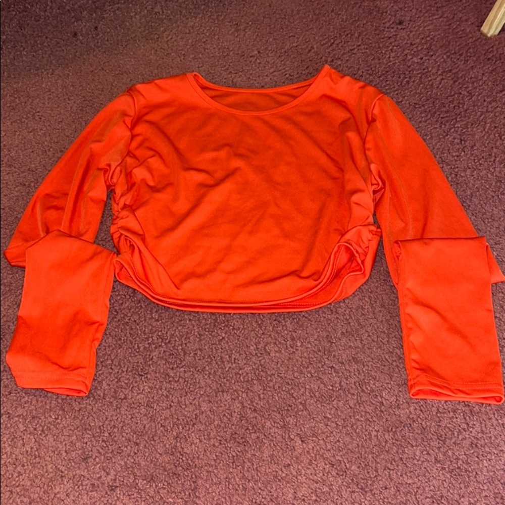 long orange sleeve top/ crop top